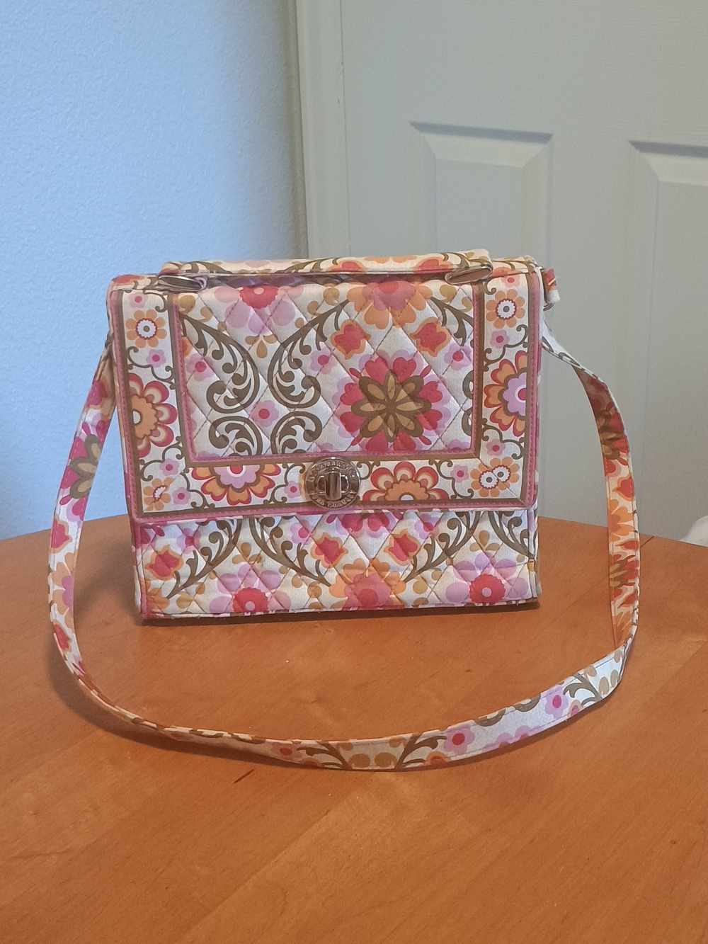 Vera Bradley Quilted Floral Crossbody in Pink, Gold and Orange